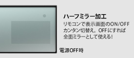 ハーフミラー加工 リモコンで表示画面のON/OFF