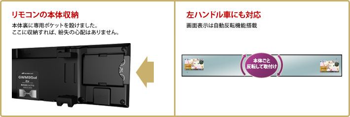 リモコンの本体収納 左ハンドル車にも対応