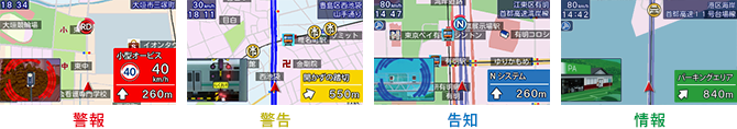 イメージ:警告ムービー 4色識別アラーム